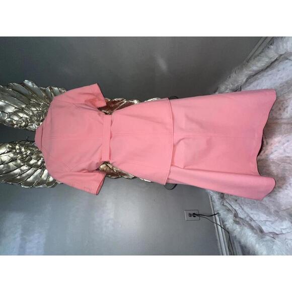 Vintage 70s Pink Collared Skirt Suit Set - Belted Waist - Picture 5 of 15